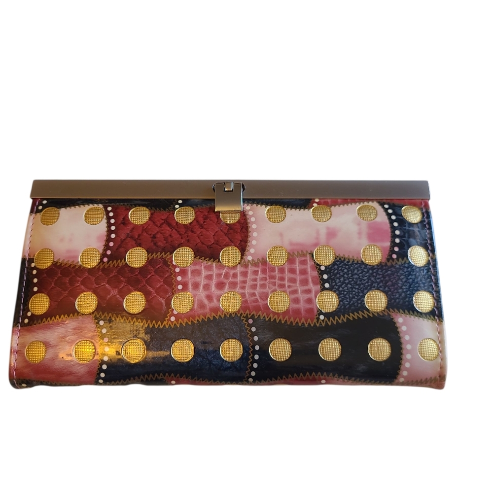 Clutch/Wallet Patchwork Pattern Snap Clasp - image 3